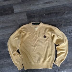 Classic Men's Cream Crewneck Sweater with Embroidered Detail